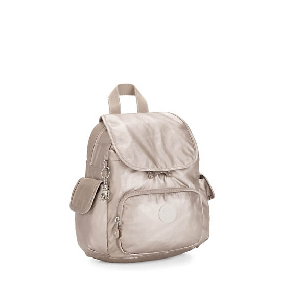 Kipling City Pack Mini Metallic Ryggsekk Beige | NO 1724HA